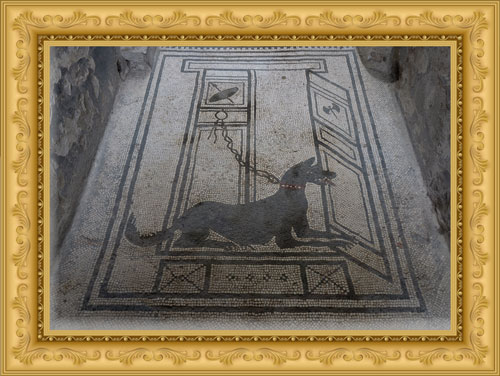p5 UNESCO World Heritage Sites'Mosaic Dog in Pompeii, via Wikimedia Commons
