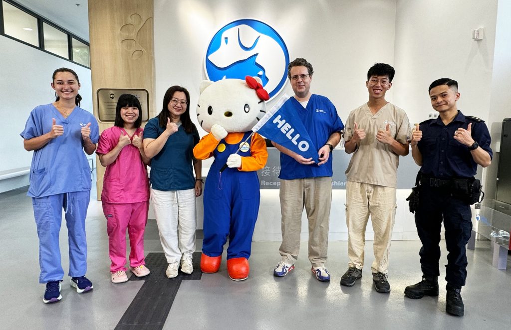 Hello Kitty as an SPCA ambassador partaking in a video shoot with SPCA staff to showcase the new Tsing Yi Centre.